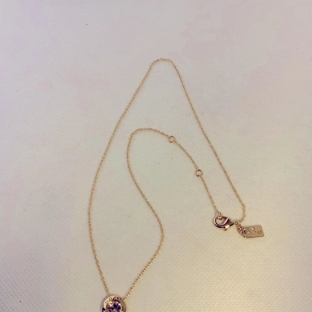Coach Women's Signature Stone Pendant Necklace Adjustable 16”-18” - NWOT - Picture 4 of 9